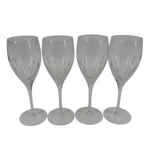 Rogaska Crystal Glass Diamond Cut Wine Glasses Set of 4 Solvenia 8.25in Tall